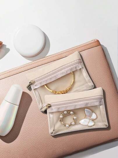 1/6/10/12pcs Travel Jewelry Bag, Jewelry Storage Organizer, Women Jewelry Travel Case, Gift For Girlfriend