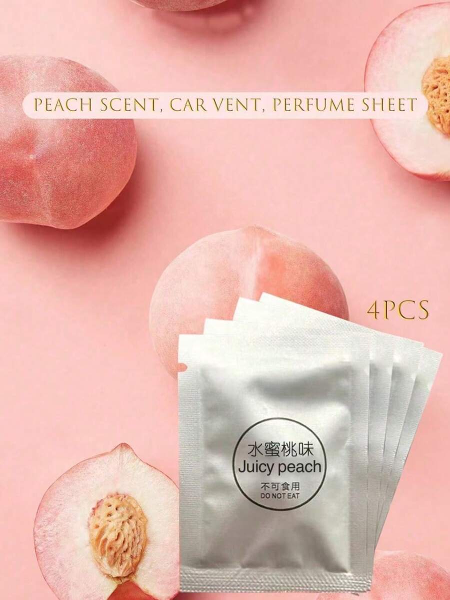 4入汽車更換香氛芯桃子香味片 - 淺粉色 - 查看 1