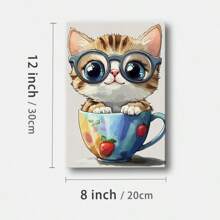 1 Pc, A Cute Happy Smiling Baby Cat Wearing Large Glasses Sits Inside, Original, Canvas, Wall Art, Living Room Wall Decorations, Bedrooms, Bathrooms, Frame Poster Art Prints, Hanging Paintings, Home Decoration, Festivals. Home