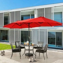 9 X 15 Ft. Steel Market Patio Umbrella - 紅色 - 查看 1