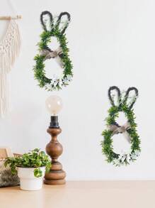 1 pieza Guirnalda de conejo artificial de primavera, decoración plástica multifuncional, sin batería, apropiada para la entrada del hogar, la granja, la ventana interior/exterior, la pared y la decoración de la chimenea, ideal para Pascua, San Valentín, San Patricio, ceremonia de graduación, celebraciones del festival de junio