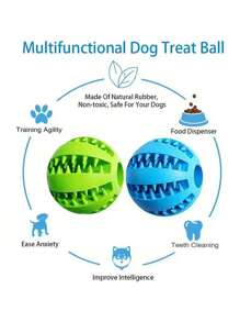 1pc Dog Toy Ball, Interactive Rubber Ball Chew Toy, Suitable For Small Dogs Teeth Cleaning, Pet Feeder Silicone Ball Toy, Suitable As Gift For Halloween, Christmas, Valentine's Day And Other Holidays - Multicolor - View 3