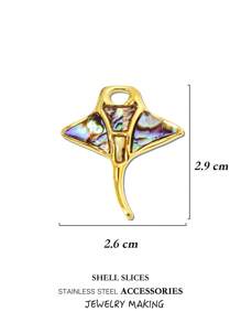 Juego único de joyería marina de acero inoxidable chapado en oro para manualidades, incluye colgante de raya manta, estrella de mar, tortuga, concha (abulón o nácar) - Adecuado para pendientes, collares, pulseras, tobillleras - Vida marina - Ver 13