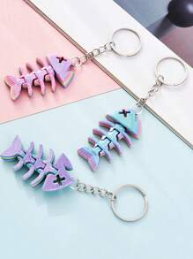 Een Casual Casual Cartoon 3D Geprinte Gradiënt Sleutelhanger Haai Volledige Gewricht Beweegbare Simulatie Speelgoed Creatieve Tas Sleutelhanger Hanger