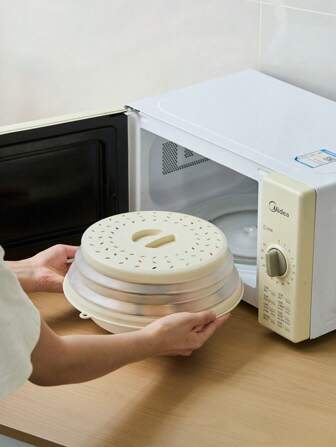 1pc Microwave Splash Cover Ventilation Is Suitable For Food, Splash Plates, And Filter Pots. Kitchen Small Tools Are Suitable For Fruits And Vegetables. Microwave Cover With Hook Holes Can Be Cleaned In A Dishwasher And Does Not Contain Bisphenol A Silicone And Plastic