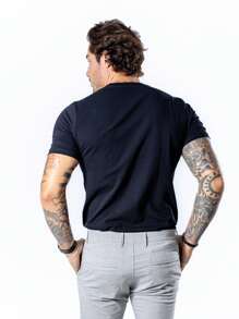 Basic Short Sleeve T-Shirt With Elastane Peruvian Mesh Slim Premium - màu đen - Xem 5