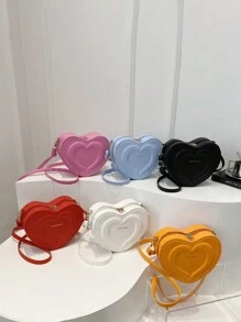 1pc Cute & Fresh Heart-Shaped Crossbody Bag, Made Of PU Material, Zipper Closure, Adjustable Strap, Large Capacity, Suitable For Teenagers, Whether For Student Daily Use, Outdoor Travel, Or Everyday Carry, Fashionable And Stylish, Also A Great Gift For Friends - Love Crossbody Bag - View 1