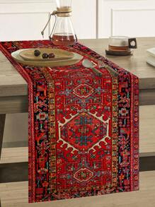 1 chiếc khăn trải bàn vải lanh hình học màu đỏ và đen Bohemian, khăn trải bàn thiết kế quà tặng theo phong cách Boho, thích hợp cho gia đình, nhà hàng, phòng ăn, trang trí bàn, tiệc trong nhà/ngoài trời - Đỏ sẫm - Xem 3