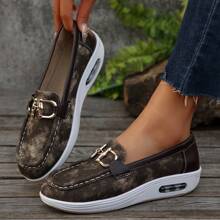 Zapatos casuales de plataforma con hebilla de metal para mujer talla grande, nuevo modelo primavera otoño 2024