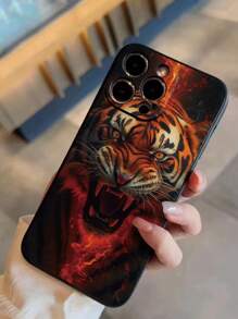Funda protectora para teléfono con diseño de animales fieros, borde recto y pintura, antiimpactos, compatible con iPhone 16/iPhone 16 Pro/iPhone 16 Plus/iPhone 16 Pro Max, P14 Pro Max, 3D P13 dibujos animados P11 Painted P12 Anti-Fall XR dibujos animados 78GES2, iPhone P15, Series, Redmi Series - Multicolor - Ver 1