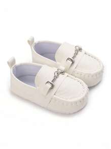 Zapatos de piel sintética tipo mocasín de suela blanda antideslizante para bebés recién nacidos niño, aptos para todas las estaciones
