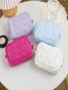 1 stuk gewatteerde make-uptas met hartpatroon, cosmetische tas, boho-sfeer, voor strandvakanties, badkamercollectie, slaapkamercollectie, grote capaciteit