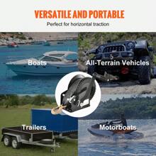 Hand Winch, 800-3500 Lbs Pulling Capacity, Boat Trailer Winch Heavy Duty Rope Crank With Polyester Strap/Steel Wire Cable And Two-Way Ratchet, Manual Operated Hand Crank Winch For Trailer, Boat Or ATV Towing - 1600 Lbs, Polyester Strap - View 6