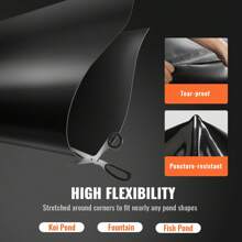 Pond Liner, 20 Or 45 Mil Thickness , Pliable LLDPE Or EPDM Material Pond Skins, Easy Cutting Underlayment For Fish Or Koi Ponds, Water Features, Waterfall Base , Fountains, Water Gardens, Black - 10 X 15 Ft 45 Mil EPDM - View 5