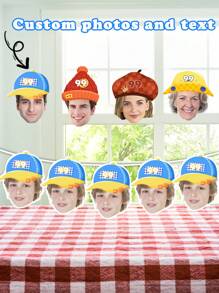 1pc Customized Photo Facial Birthday Banner - Personalized Customize Age Banner, Fun Party Decoration, Customized Photo String Banner, Diy Funny Banner, Customized Birthday Party Background, Fun Facial Decoration Banner - Multicolor - View 2