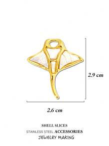 Juego único de joyería marina de acero inoxidable chapado en oro para manualidades, incluye colgante de raya manta, estrella de mar, tortuga, concha (abulón o nácar) - Adecuado para pendientes, collares, pulseras, tobillleras - Vida marina - Ver 10