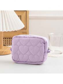 1 stuk gewatteerde make-uptas met hartpatroon, cosmetische tas, boho-sfeer, voor strandvakanties, badkamercollectie, slaapkamercollectie, grote capaciteit