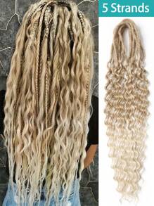 24 Inch Wavy Dreadlocks Synthetic Curly Ends Double Ended Dreadlock Extensions, 5 Strands Synthetic Dreads Extensions Straight Curly Boho Handmade Dreads Hippie Style Dreadlocks For Woman For Women Daily Used And Party Christmas New Year Carnival Music Festival Used (Curly 5 Strands/Pack) - Multicolor - View 10