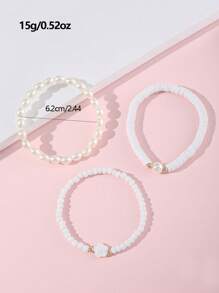 3件套女孩软陶珍珠花串珠脚链套装