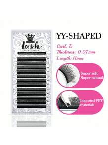 MASSCAKU 12排睫毛嫁接 Yy Lash 0.07mm C D 卷度混合托盘 8-15mm 预制 2D 易扇俄式浓密簇状仿貂毛哑光预扇形睫毛 - 黑色 - 查看 14