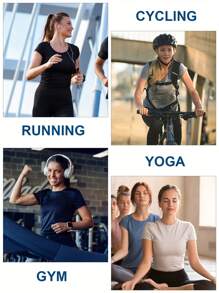 TELALEO Bộ 5 áo tập thể dục tay ngắn cho nữ, áo thun thể thao nhanh khô, thích hợp cho tennis, yoga, chạy bộ, cổ tròn, mùa hè. - Nhiều màu - Xem 6