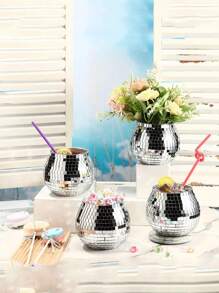 Florero de bola de discoteca de vidrio redonda vintage, decoración para dormitorio, adecuado para centros de mesa de boda, fiesta de cumpleaños y decoración de oficina en el hogar, navidad, pascua, acción de gracias y otras festividades