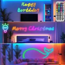 Vibrant RGB LED Neon Strip Lights - 44-Key Remote Control, Flexible, USB Powered, Color-Changing Ambiance For Bedroom & Outdoor Decor, Easy Installation, Energy Efficient, , Night Light,Led Lights,Luz Led - RGB - View 6