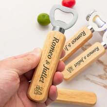Customized Engraved Wooden Handle Beer Bottle Opener, Practical Multi-Function Keychain Bottle Opener With Personalized Text Logo Phone Number Company Name, Stainless Steel And Solid Wood Beer Bottle Openers For Oktoberfest, Events, Advertisements And Gifts