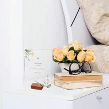 5 件木质桌号牌架木质座位卡架照片架亚克力标牌架适用于仪式生日派对家居装饰 - 棕色 - 查看 4