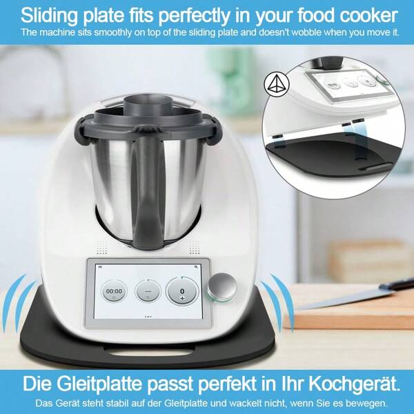 Tapete deslizante antideslizante para Thermomix, accesorios para olla multifuncional, apta para modelos TM6/TM5, tablero acrílico antideslizante de alta calidad con asa, patas de silicona antideslizantes, patas de goma antideslizantes, bloques deslizantes de teflón