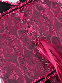 Klassiek vintage overbust bustier korset, strapless body met sweet shapewear en ruches, geschikt voor maskerade, Halloween