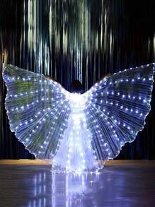 Alas con luces LED de colores brillantes con varita y capa, regalo para festivales y celebraciones, decoración de escenario, decoración navideña y de San Valentín, decoración del hogar, decoración para fiestas temáticas - Multicolor - Ver 3