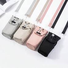 `1PC Nylon Water Bottle Carrier With Adjustable Shoulder Strap, Insulated Outdoor Hiking Camping Travel Accessory With Zippered Pocket - Multicolor - View 5