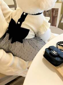 1 件经典黑白宠物连衣裙，轻便夏季连衣裙，适合中小型宠物