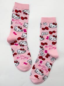 Sanrio Sanrio 1 Pair Of Women's/Couple Mid Length Socks, Personalized, Fun, Rich And Colorful, Creative Anime Cartoon Design, Holiday Gifts, Comfortable And Breathable, Improving The Family Day Atmosphere, Fashionable And Fashionable, Suitable For Women Funny Socks,Crazy,Anime,Multicolor Socks