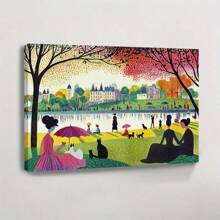 1 Pc, A Sunny Afternoon At The Park People Sitting On The Grass With U, Original, Canvas, Wall Art, Living Room Wall Decorations, Bedrooms, Bathrooms, Frame Poster Art Prints, Hanging Paintings, Home Decoration, Festivals. Home 1