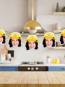 1pc Customized Photo Facial Birthday Banner - Personalized Customize Age Banner, Fun Party Decoration, Customized Photo String Banner, Diy Funny Banner, Customized Birthday Party Background, Fun Facial Decoration Banner - Multicolor - View 6