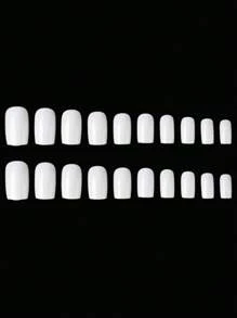 120Pcs Light White Press On Nails Short Medium Square Wearable Fake Nails Tips Full Cover False Nails Finger Decoration Office Daily Wear False Nails. Nail Supplies Nails - White - View 4