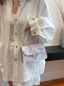 Women's Faux Pearl Decor Handbag, Suitable For Daily Commute, Travel, Shopping - Pink - View 3