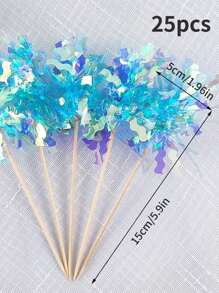 25pcs Colorful Cake Decorations, Glitter Rain Cake Toppers, Birthday Baking Insert Cards, Party Supplies, Birthday, Holiday