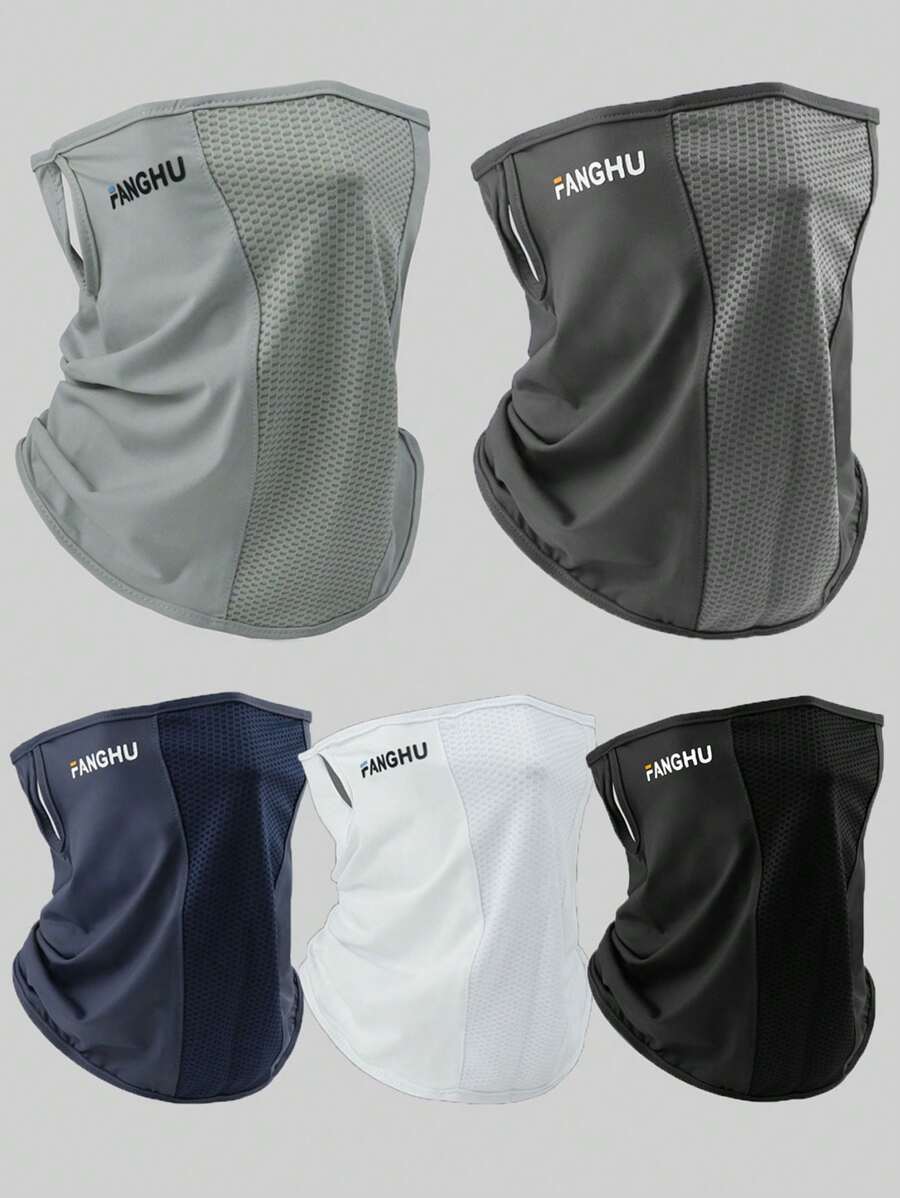 1 pieza Máscara facial de protección solar para hombres para colgar en la oreja, máscara facial de seda de hielo para golf al aire libre, protección solar para el cuello para pesca, ciclismo, motocicleta, máscara facial transpirable con malla para colgar en la oreja, máscara ligera y de secado rápido para esquí para hombres - Multicolor - Ver 1