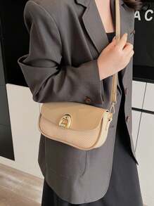 Nouveau sac carré petit et décontracté pour femmes, sac à main polyvalent de couleur unie avec décoration métallique. en PU, convient pour la nouvelle tenue de l'année, les cadeaux, les fêtes, les festivals de musique. Parfait pour les jeunes adultes, les étudiantes, les dames de bureau. Idéal pour l'université, le travail, les , les déplacements, les extérieurs, les voyages, les pique-niques, le bureau. - Kaki - Voir 4