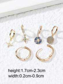 方晶鋯石裝飾星星耳墜適合女士適合派對宴會婚禮 - 金黃色 - 查看 4