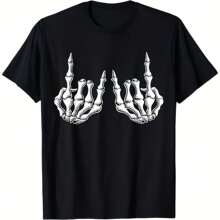 Rock On Skeleton Hand Rock And Roll Men  Rock Band T-Shirt