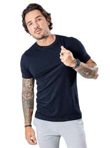 Basic Short Sleeve T-Shirt With Elastane Peruvian Mesh Slim Premium - màu đen - Xem 2