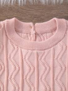 Baby Girls' Cute Twist Ruffled Knit Romper Bodysuit For Summer - Baby Pink - View 2