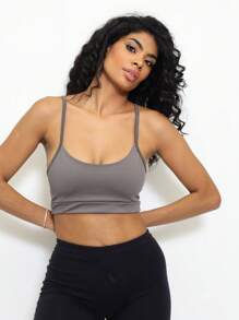 Moderna & Slim Fitness Strappy Top With Crossover On The Back - Zero Transparency - Suplex Power - 灰色 - 查看 3