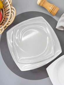 A8 Melamine Material, Simple White Melamine Dinner Plate, Can Be Used For Household Use, Not Easy To Break, Resistant To Low And High Temperature, Good To Clean