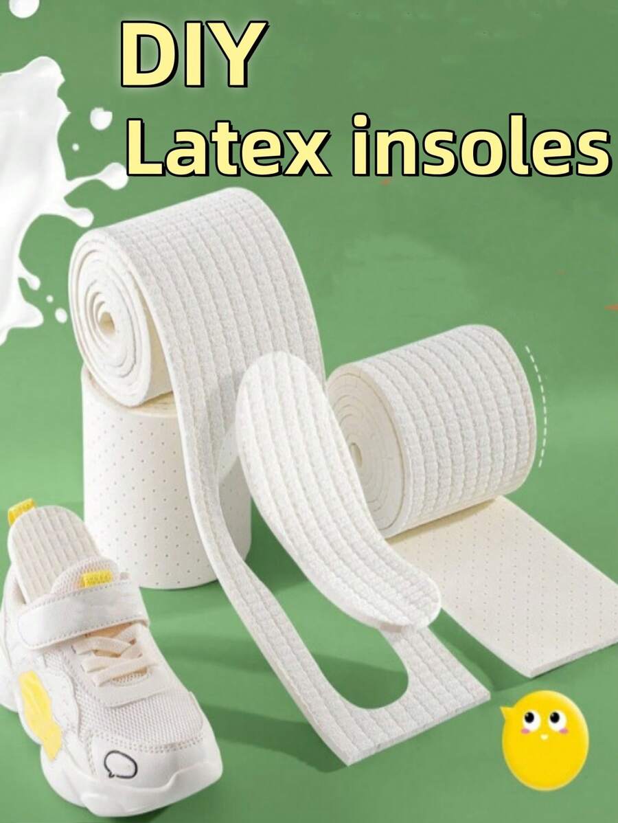 1pc DIY Customizable Latex Insoles For Shoes - Self-Adhesive, Breathable, Sweat-Absorbing, Sport Shoe Inserts With Shock Absorption, Comfort Foot Sole Pads