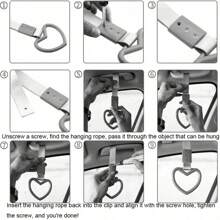 1pc Heart-Shaped Car Handle Strap - Stylish Rear Bumper Warning Ring In Multiple Colors, Strong Nylon & ABS Material, Perfect For Cars, Subways, And Buses - Multicolor - View 11